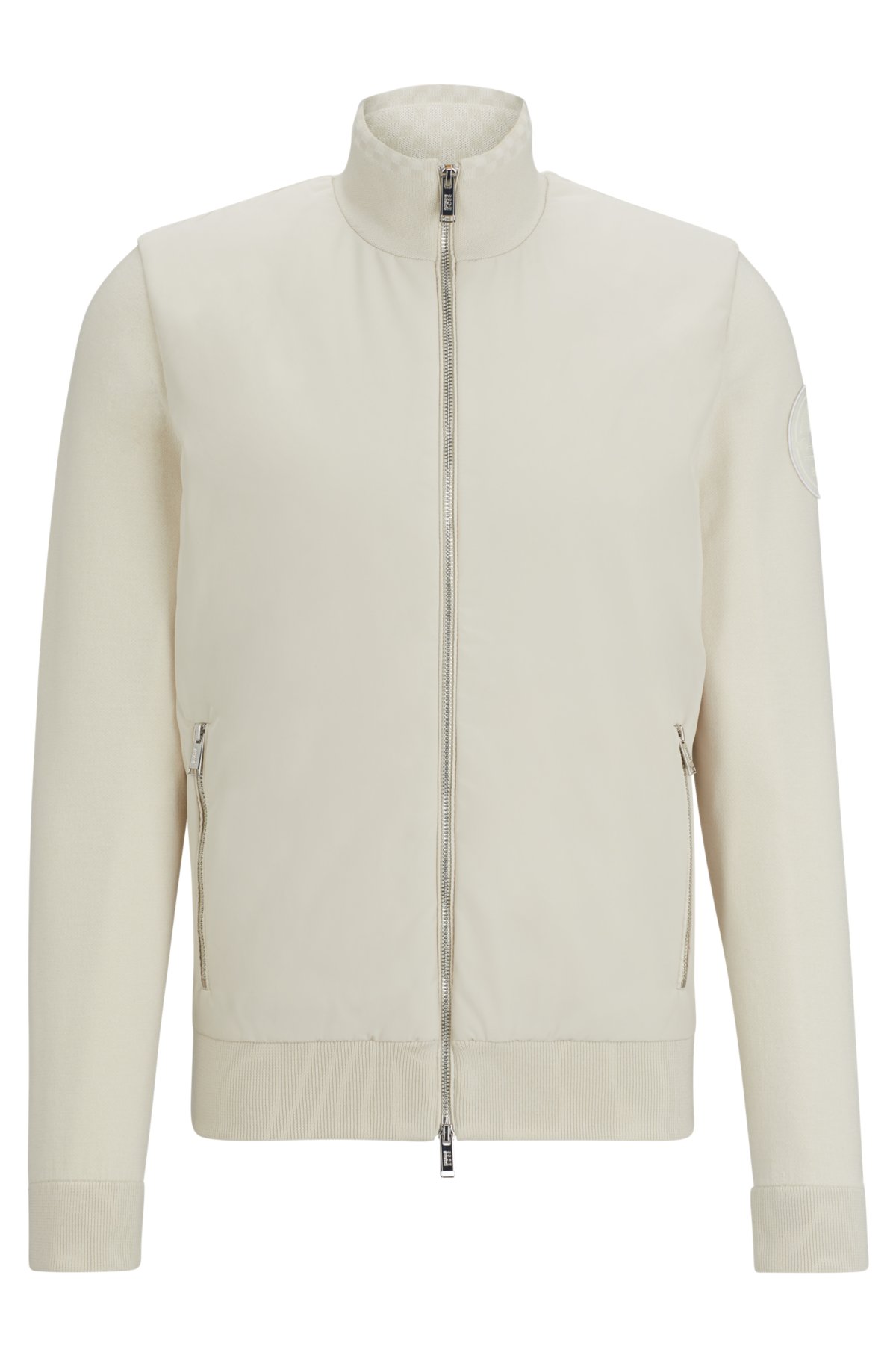 Porsche x BOSS mixed-material jacket with special branding, Natural
