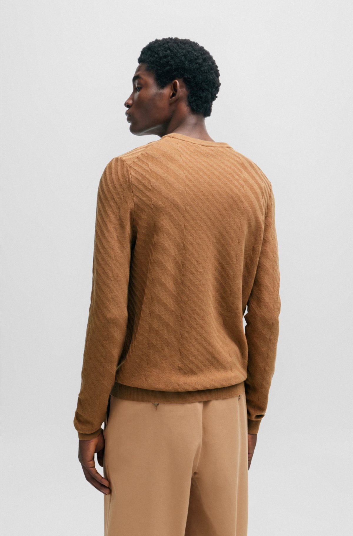 Graphic-jacquard sweater in a virgin-wool blend, Beige