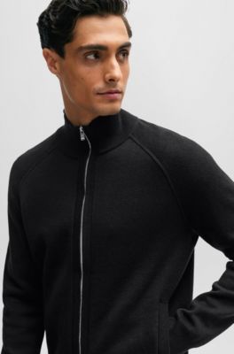 BOSS Zipup cardigan in cotton and virgin wool