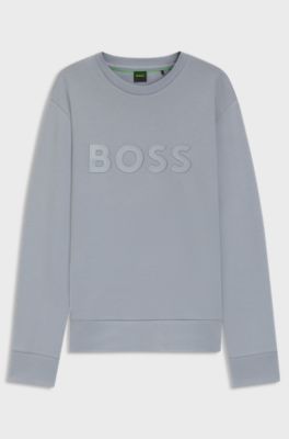 Stretch-cotton sweatshirt with logo, Grey