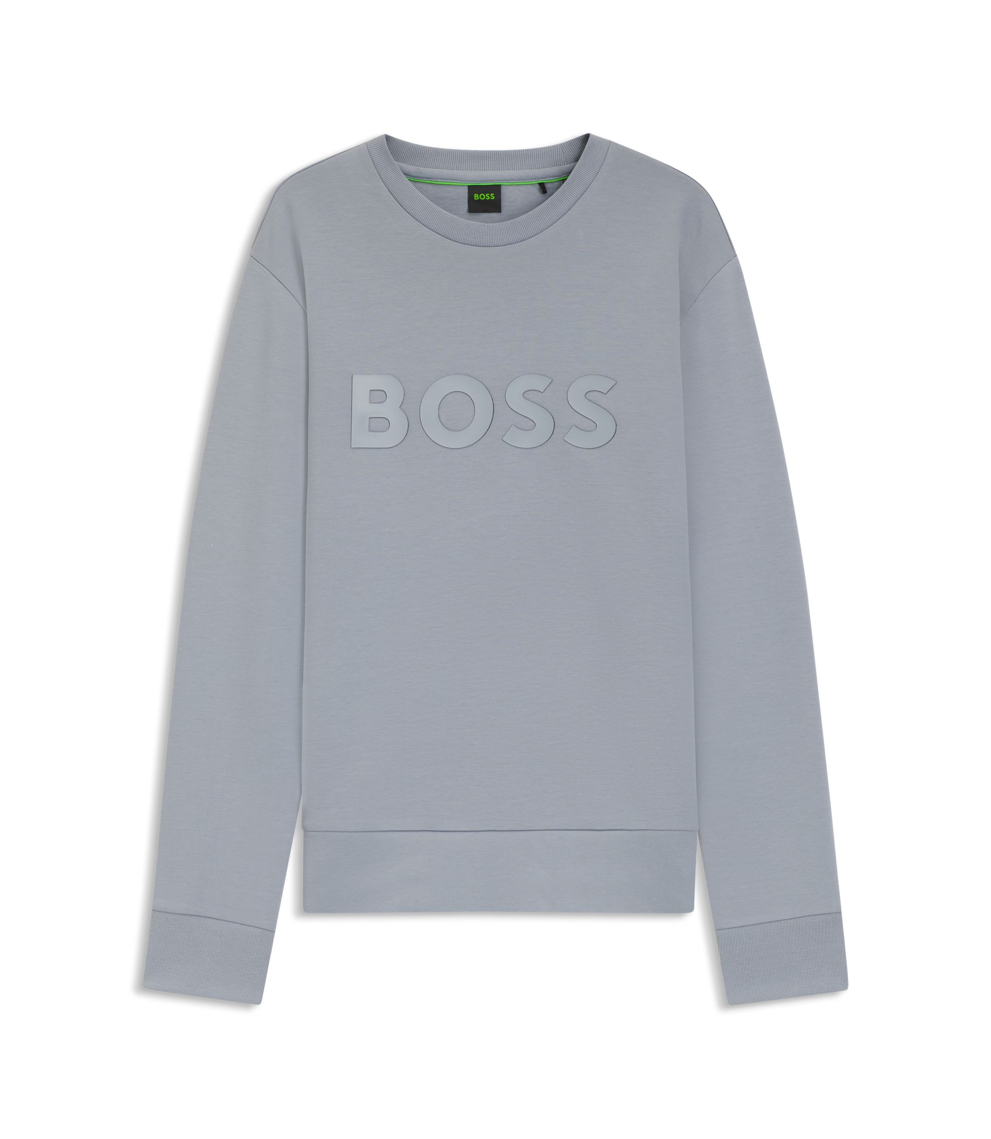 BOSS - Stretch-cotton sweatshirt with sandwich logo - Grey