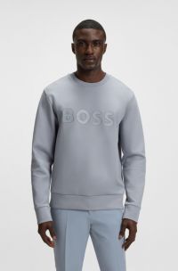 Stretch-cotton sweatshirt with sandwich logo, Grey