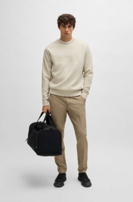 Stretch-cotton sweatshirt with sandwich logo, Light Beige