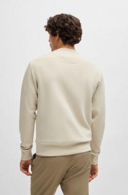 Stretch-cotton sweatshirt with sandwich logo, Light Beige