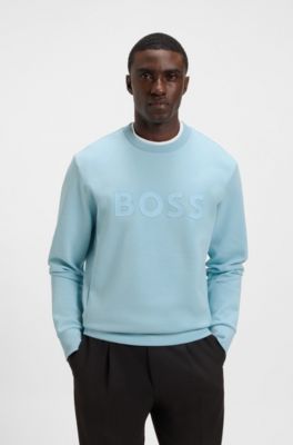 Stretch-cotton sweatshirt with sandwich logo, Light Blue