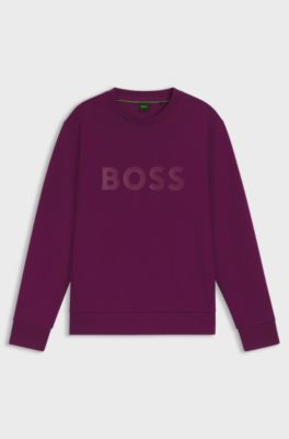Stretch-cotton sweatshirt with logo, Dark Red