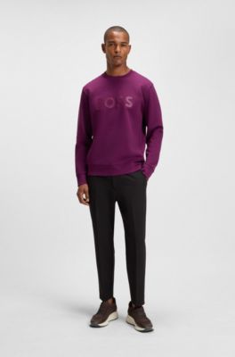 Stretch-cotton sweatshirt with sandwich logo, Dark Red