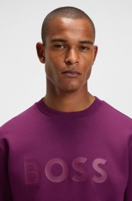 Stretch-cotton sweatshirt with sandwich logo, Dark Red