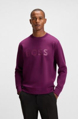 Stretch-cotton sweatshirt with sandwich logo, Dark Red