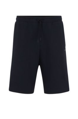 Stretch-cotton regular-fit shorts with sandwich logo, Dark Blue