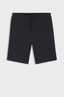 Stretch-cotton regular-fit shorts with sandwich logo, Dark Blue