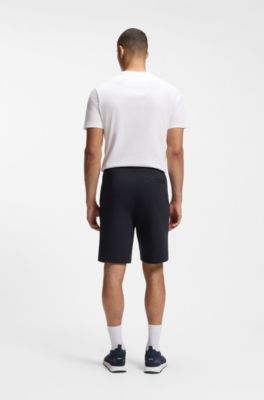 Stretch-cotton regular-fit shorts with sandwich logo, Dark Blue