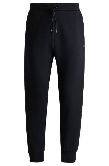 Stretch-cotton tracksuit bottoms with logo print, Hugo boss