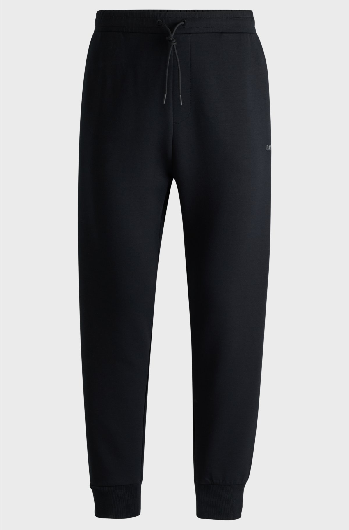 Stretch-cotton tracksuit bottoms with logo print, Black