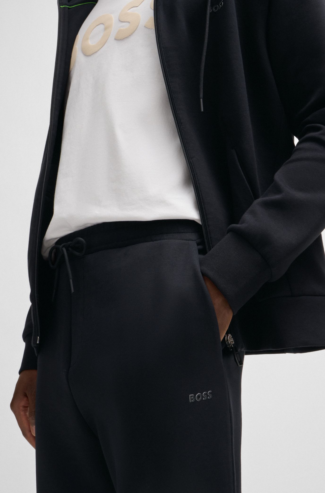 Stretch-cotton tracksuit bottoms with logo print