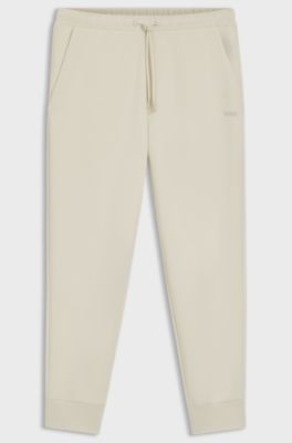 Jogginghose aus Stretch-Baumwolle mit Logo-Print, Natur