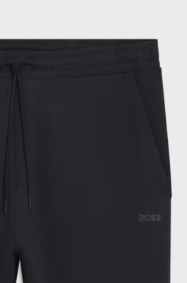 Trainingsbroek van stretchkatoen met logoprint, Donkerblauw