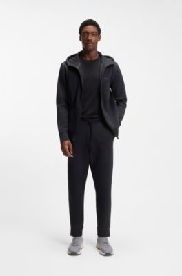 Pantalones de ch&aacute;ndal en algod&oacute;n el&aacute;stico con logo estampado, Azul oscuro