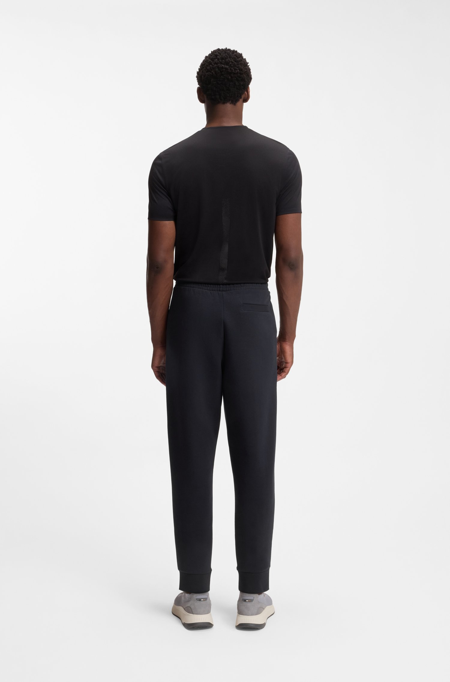 Boss Stretch-cotton tracksuit bottoms with logo print byxor herr – bild 3