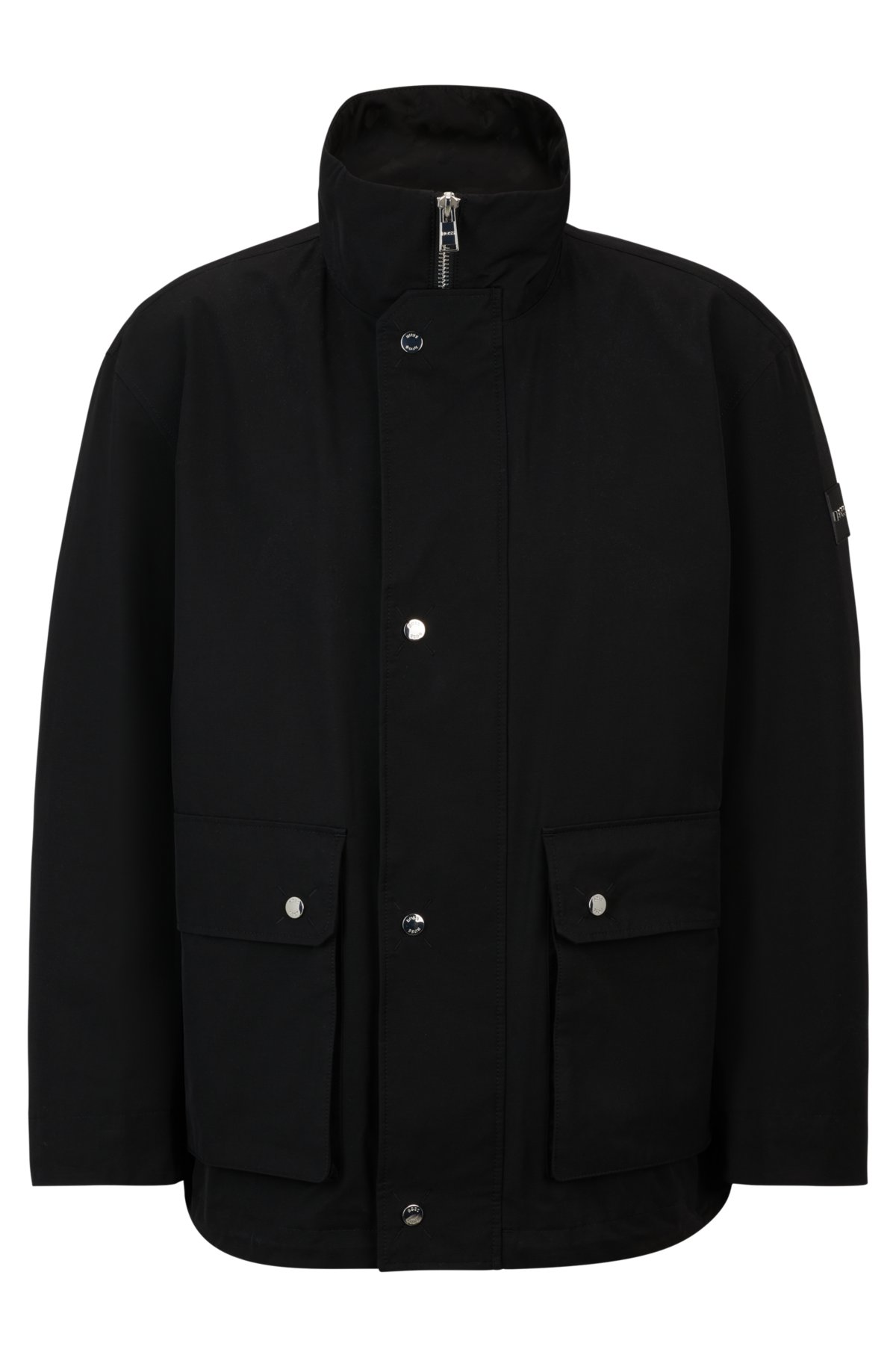 Regular-fit jacket with high collar, Black