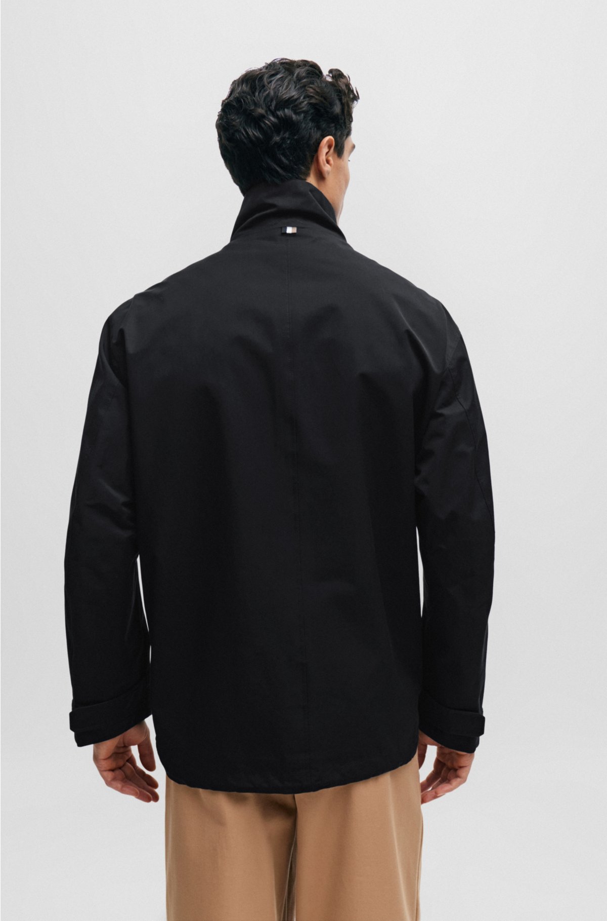 Regular-fit jacket with high collar, Black