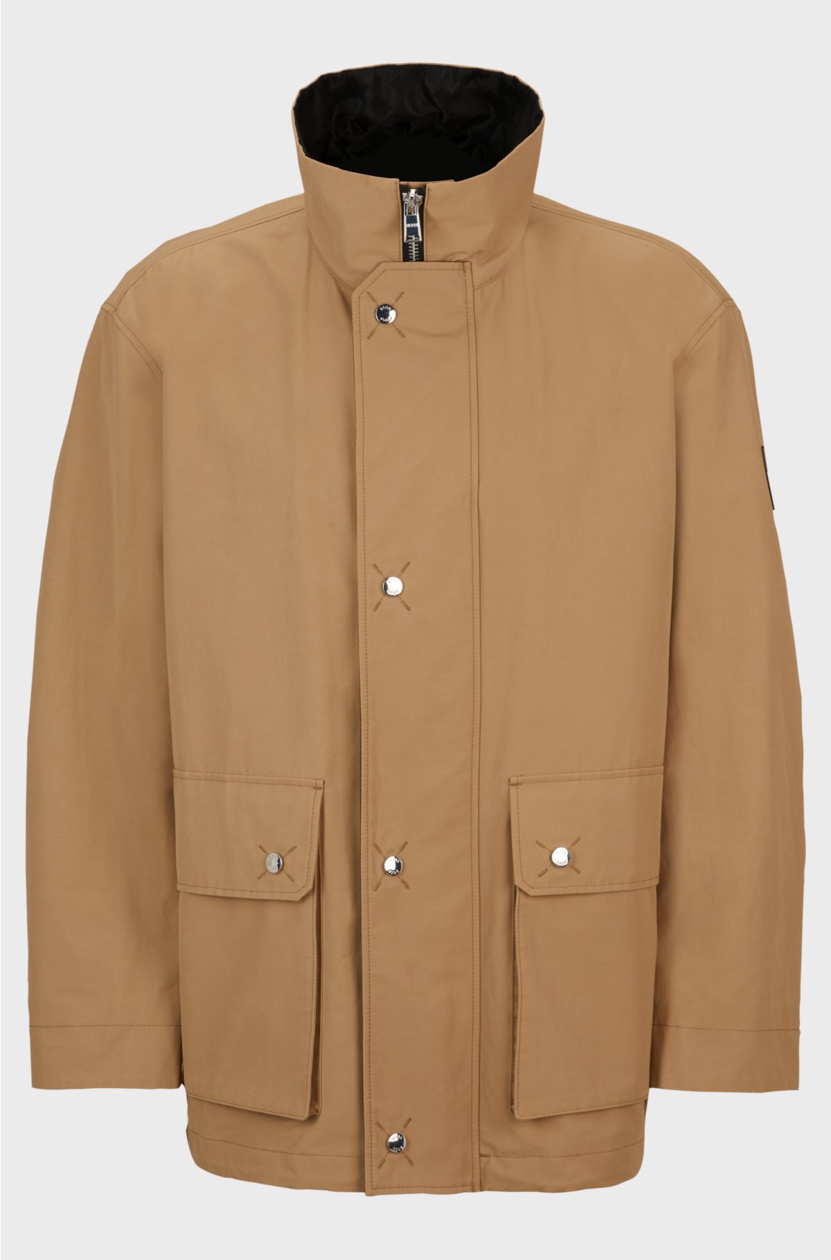 Regular-fit jacket with high collar, Light Brown