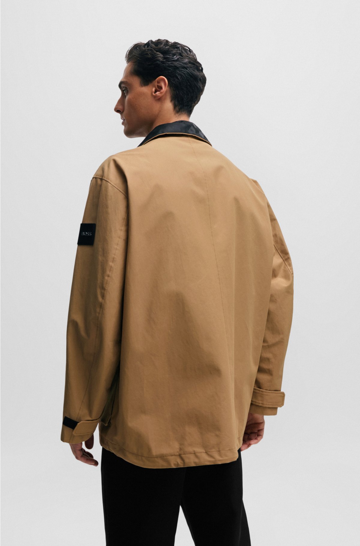 Regular-fit jacket with high collar, Light Brown