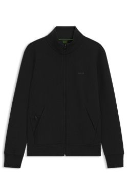 Zip-up sweatshirt in stretch cotton with logo print
