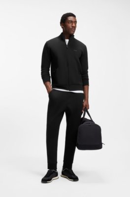 Boss Zip-up sweatshirt in stretch cotton with logo print herr – bild 2