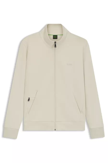 Stretch-cotton zip-up sweatshirt with logo print