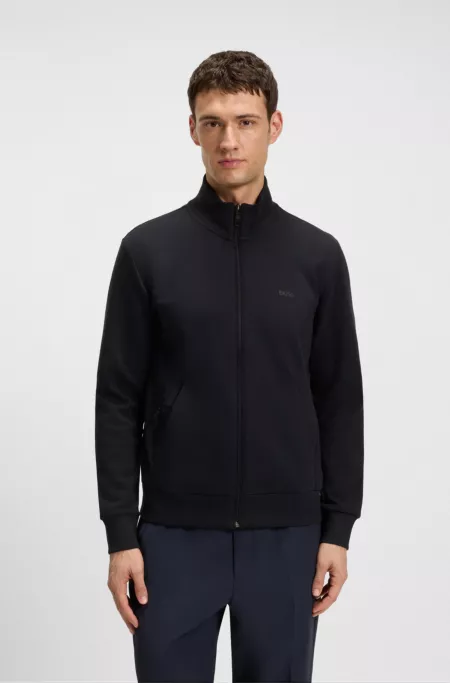 Stretch-cotton zip-up sweatshirt with logo print