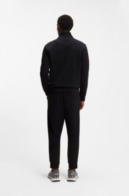 Boss Zip-up sweatshirt in stretch cotton with logo print herr – bild 3