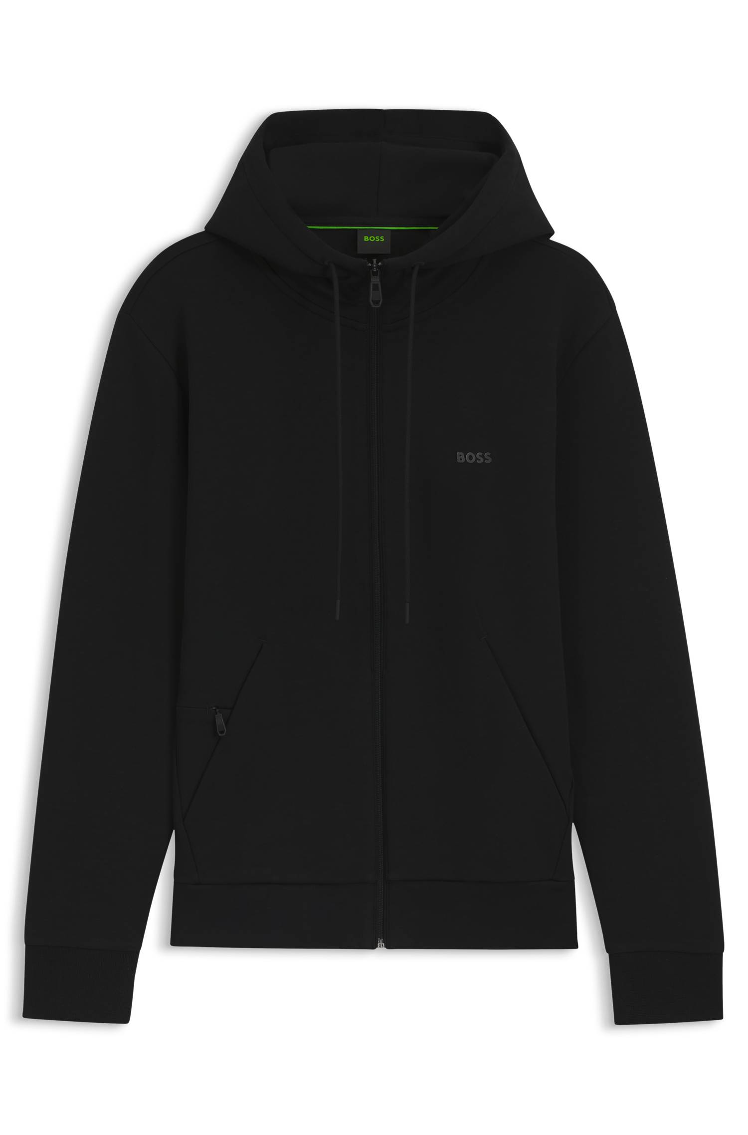 Boss Zip-up hoodie in stretch cotton with logo print herr – bild 4
