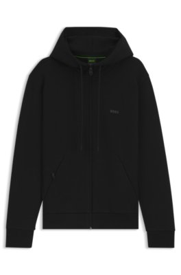 Sweat à capuche zippé en coton stretch avec logo imprimé