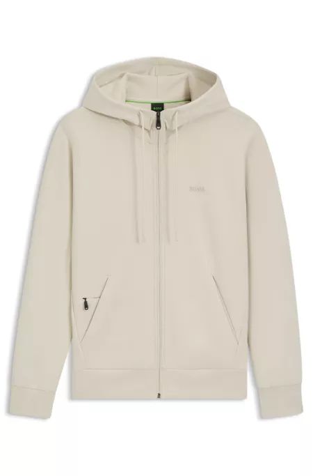 Stretch-cotton zip-up hoodie with logo print