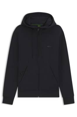 Boss Zip-up hoodie in stretch cotton with logo print herr – bild 4
