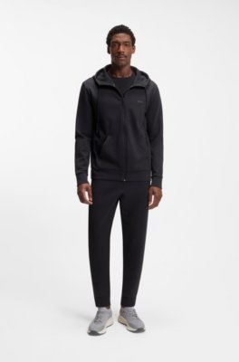 Boss Zip-up hoodie in stretch cotton with logo print herr – bild 2