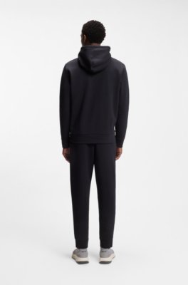 Boss Zip-up hoodie in stretch cotton with logo print herr – bild 3