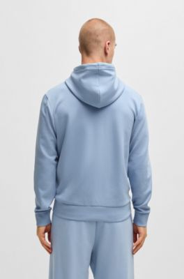 Sweat &agrave; capuche zipp&eacute; en coton stretch avec logo imprim&eacute;, bleu clair
