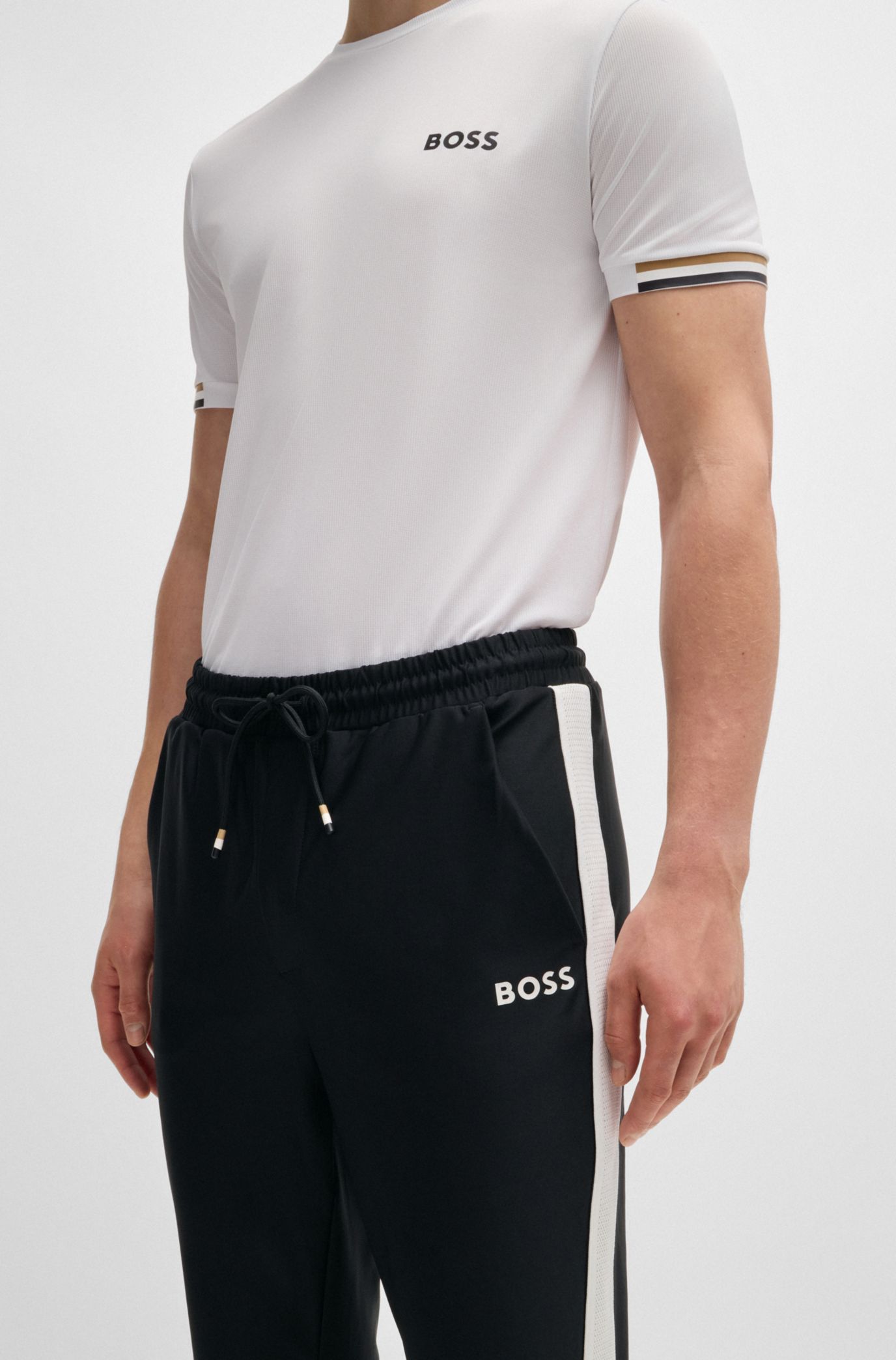 BOSS x Matteo Berrettini tracksuit bottoms with contrast tape and branding