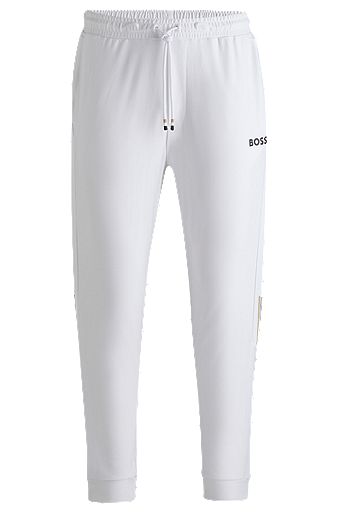 BOSS x Matteo Berrettini Jogginghose mit kontrastfarbenem Tape und Logo, Weiß