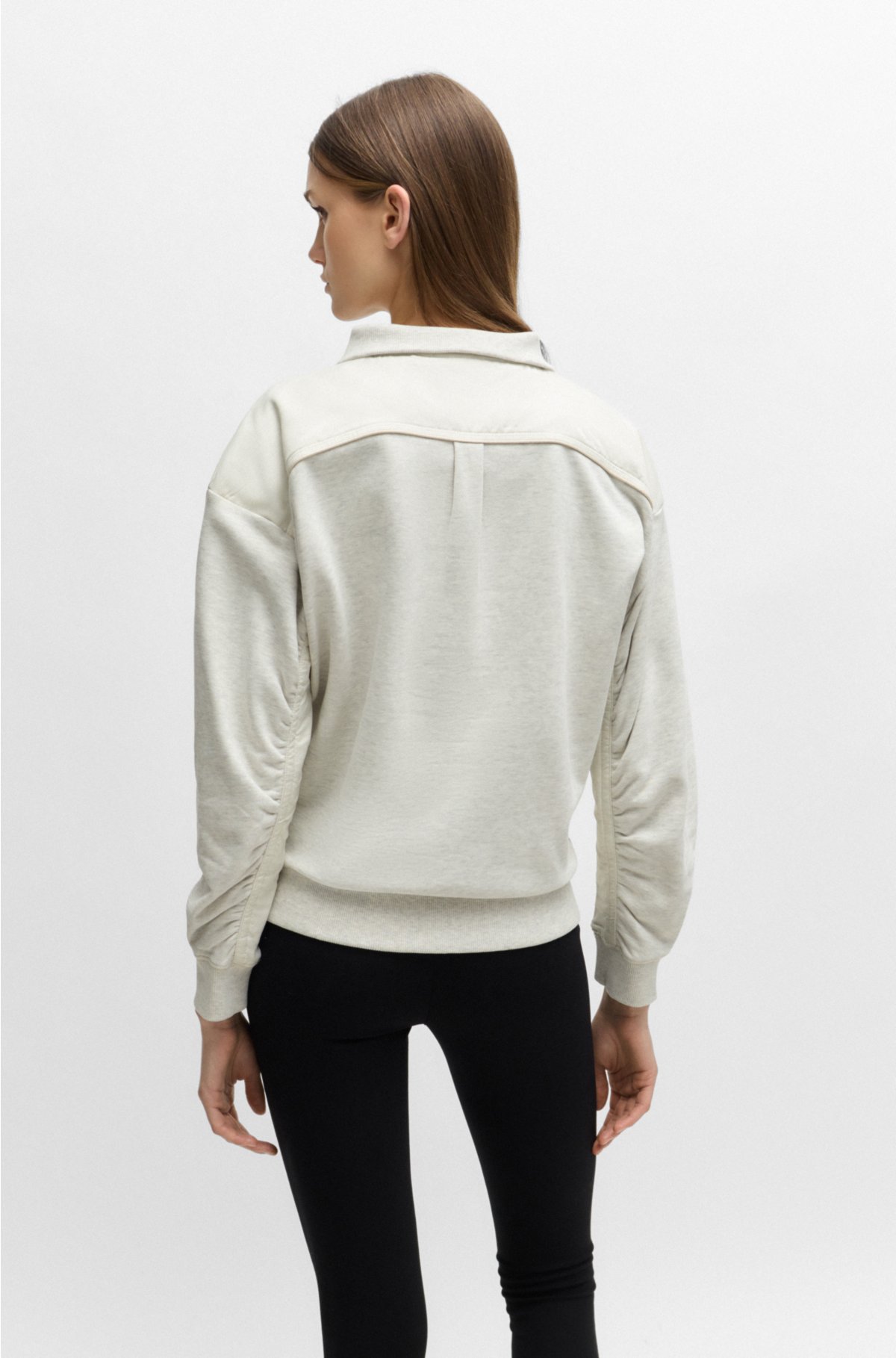 Regular-fit hybrid sweatshirt with metallic trims, Natural