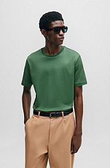 Structured-cotton T-shirt with mercerised finish, Green