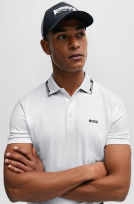 BOSS Interlockcotton slimfit polo shirt with collar graphics