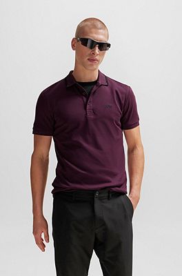 BOSS Interlock cotton slim fit polo shirt with collar graphics