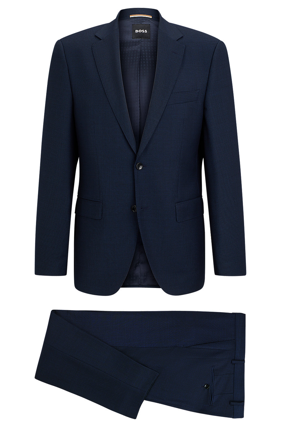 BOSS - Regular-fit suit in micro-patterned stretch cloth