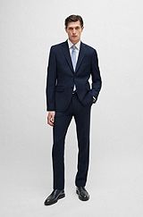 Regular-fit suit in micro-patterned stretch cloth, Dark Blue