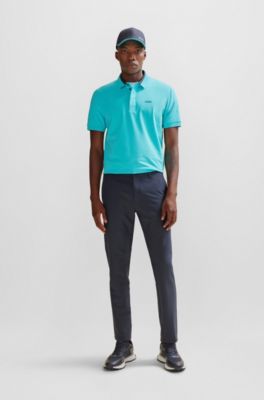 BOSS - Stretch-cotton polo shirt with 3D-stripe collar