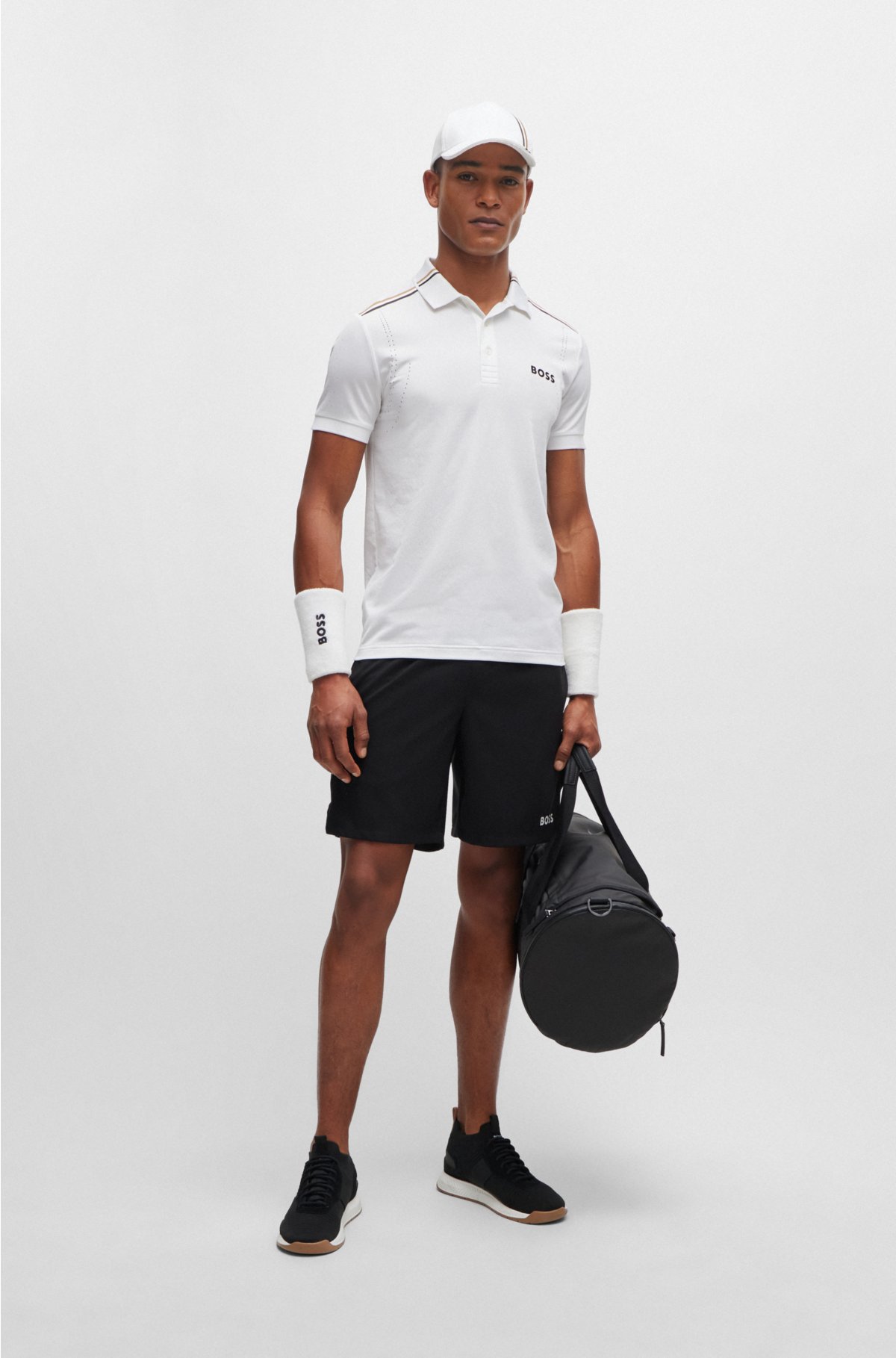 BOSS x Matteo Berrettini slim-fit polo shirt with signature stripes, White