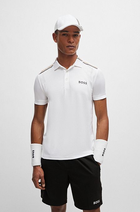 BOSS x Matteo Berrettini slim-fit polo shirt with signature stripes, White